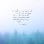 Image of trees within fog and a quote by Goethe overtop