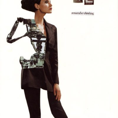 Collage of woman with robot arm