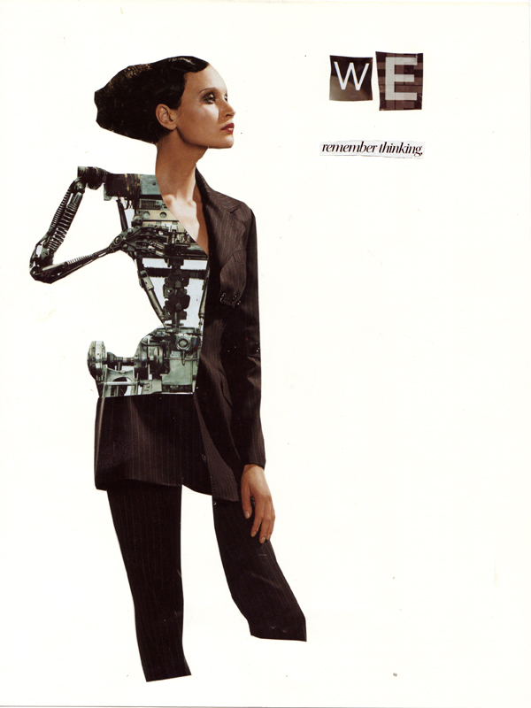 Collage of woman with robot arm