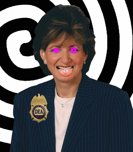 Gif of DEA officer sticking out her tongue with LSD on it