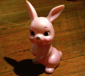 Gif of toy rabbit's head spinning