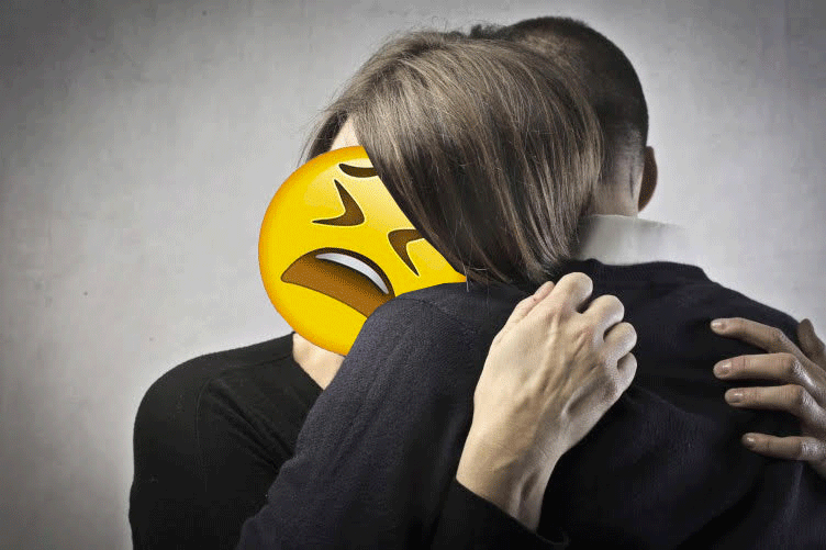 pset person with an emoji upset face and crying emoji tears
