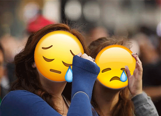 Animation of emoji faces crying