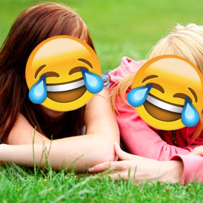 Two ladies with joy emoji faces